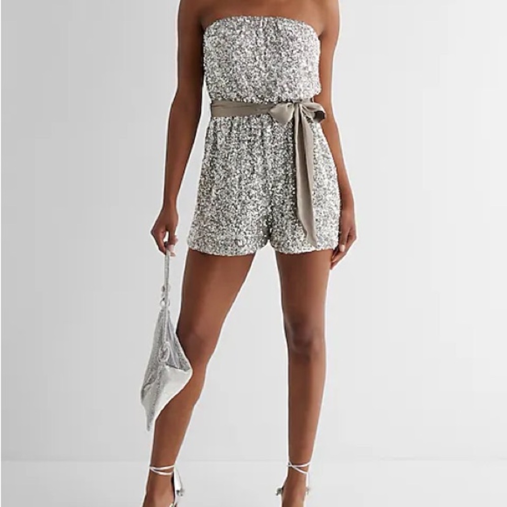 Express Silver Sequin Romper